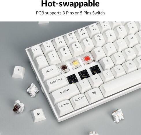 Keychron K2 Pro 75% Layout Bluetooth Wireless Mechanical Keyboard, Custom Programmable Type-C Wired Gaming Keyboard with RGB Backlit, Hot-Swappable K Pro Banana Switch for Mac Windows Linux - White in Saudi Arabia