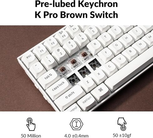 Keychron K2 Pro 75% Layout Bluetooth Wireless Mechanical Keyboard, Custom Programmable Type-C Wired Gaming Keyboard with RGB Backlit, Hot-Swappable K Pro Banana Switch for Mac Windows Linux - White in Saudi Arabia