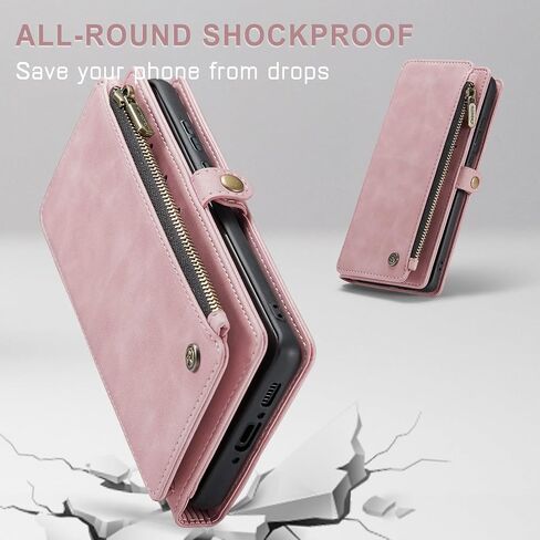 Defencase for Samsung Galaxy A35 5G Case, RFID Blocking for Samsung A35 5G Case Wallet with Card Holder for Women Men, PU Leather Magnetic Flip Zipper Strap Phone Case for Galaxy A35 5G, Rose Pink in Kuwait