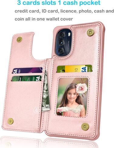 Tekcoo Wallet Case for Motorola Moto G 5G 2022 / Moto G (2022) / XT2213 Minimalist PU Leather ID Cash Credit Card Holder Slots Magnetic Closure Kickstand Folio Flip Slim Protective Cover - Black in Saudi Arabia