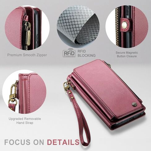 Defencase for Samsung Galaxy A35 5G Case, RFID Blocking for Samsung A35 5G Case Wallet with Card Holder for Women Men, PU Leather Magnetic Flip Zipper Strap Phone Case for Galaxy A35 5G, Rose Pink in Kuwait