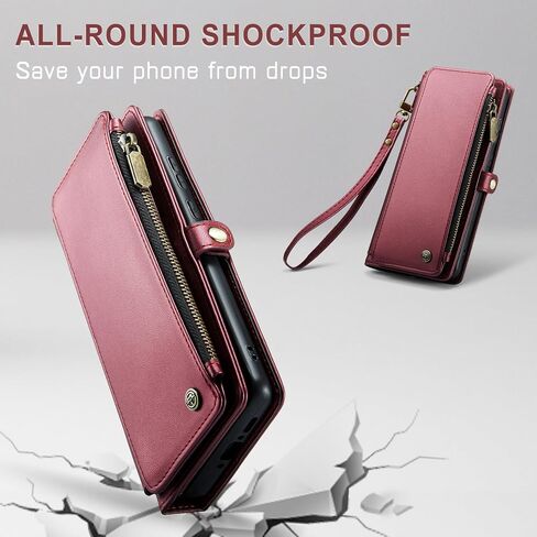 Defencase for Samsung Galaxy A35 5G Case, RFID Blocking for Samsung A35 5G Case Wallet with Card Holder for Women Men, PU Leather Magnetic Flip Zipper Strap Phone Case for Galaxy A35 5G, Rose Pink in Kuwait