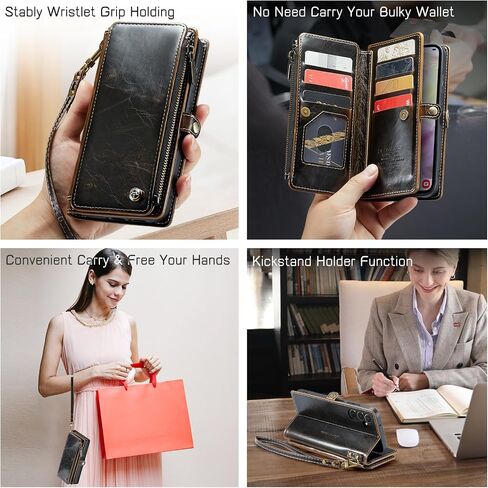 Defencase for Samsung Galaxy A35 5G Case, RFID Blocking for Samsung A35 5G Case Wallet with Card Holder for Women Men, PU Leather Magnetic Flip Zipper Strap Phone Case for Galaxy A35 5G, Rose Pink in Kuwait