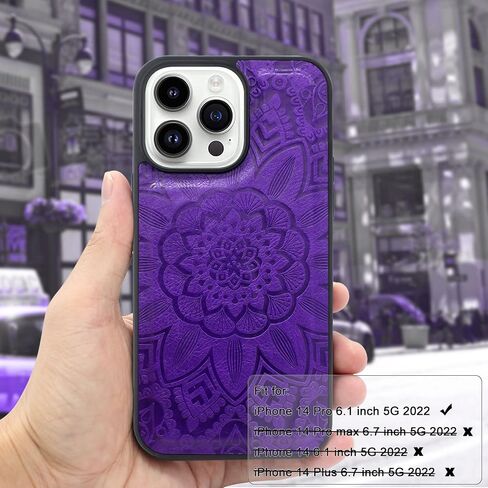 Harryshell متوافق مع iPhone 14 Pro 6.1 بوصة 5G 2022 حافظة محفظة غطاء مغناطيسي قابل للفصل سحاب جيب للنقود فتحات متعددة للبطاقات حامل حزام المعصم (زهري أرجواني) in Saudi Arabia