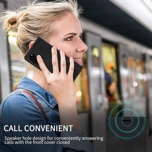 حافظة ZZXX لهاتف سامسونج جالاكسي S20 بلس مع [حجب RFID] فتحة للبطاقات ومسند مغناطيسي ناعم من الجلد الناعم لهاتف سامسونج جالاكسي S20 بلس (أسود-6.7 بوصة) in Saudi Arabia