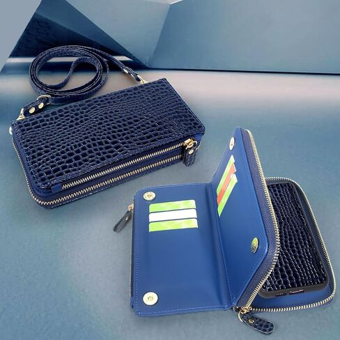 Harryshell Compatible with Samsung Galaxy A15 5G Case Wallet Detachable Phone Cover Dual Zipper [Multi Card Slots] with [Theft-Scan Blocking] Crossbody Wrist Strap (Crocodile Black) in Saudi Arabia