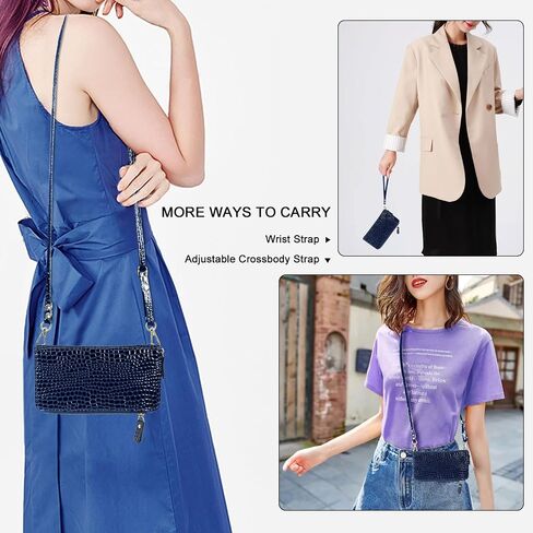 Harryshell Compatible with Samsung Galaxy A15 5G Case Wallet Detachable Phone Cover Dual Zipper [Multi Card Slots] with [Theft-Scan Blocking] Crossbody Wrist Strap (Crocodile Black) in Saudi Arabia