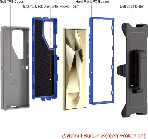 Compatible with Samsung Galaxy S24 Ultra Case, with Belt Clip Holster Heavy Duty Rugged Shockproof Full Body Protection Kickstand Cover for Samsung Galaxy S24 Ultra Phone (Black) in Saudi Arabia