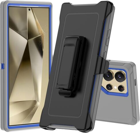 Compatible with Samsung Galaxy S24 Ultra Case, with Belt Clip Holster Heavy Duty Rugged Shockproof Full Body Protection Kickstand Cover for Samsung Galaxy S24 Ultra Phone (Black) in Saudi Arabia