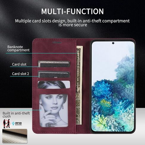 حافظة ZZXX لهاتف سامسونج جالاكسي S20 بلس مع [حجب RFID] فتحة للبطاقات ومسند مغناطيسي ناعم من الجلد الناعم لهاتف سامسونج جالاكسي S20 بلس (أسود-6.7 بوصة) in Saudi Arabia