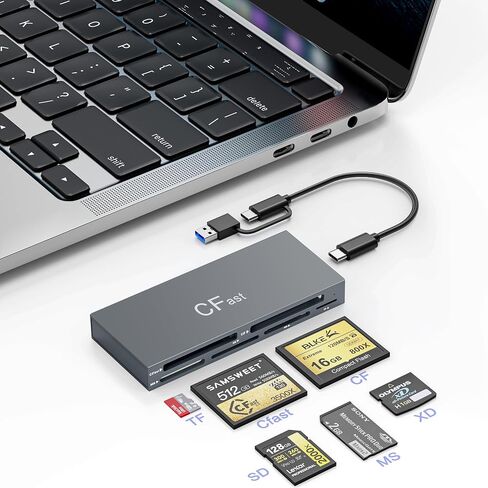 6 in 2 CFast Card Reader 5Gbps Multi CFast 2.0 Card Reader with USB 3.0/USB-C 3.1, Portable Professional CFast/SD/TF/CF/MS/XD Picture Card Reader, CFast Reader for Sandisk Lexar Transced Atomos Snoy in Saudi Arabia