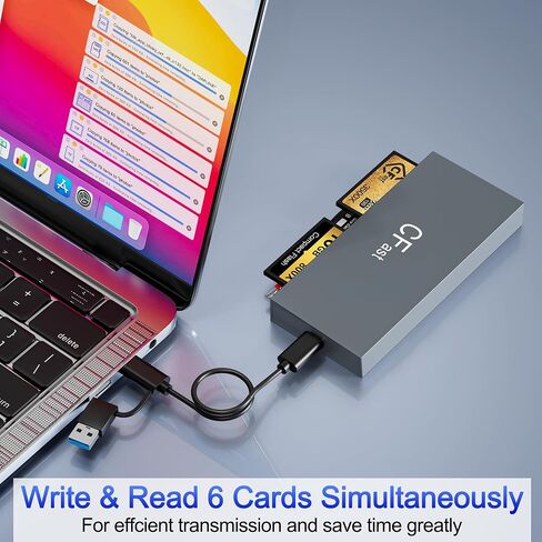 6 in 2 CFast Card Reader 5Gbps Multi CFast 2.0 Card Reader with USB 3.0/USB-C 3.1, Portable Professional CFast/SD/TF/CF/MS/XD Picture Card Reader, CFast Reader for Sandisk Lexar Transced Atomos Snoy in Saudi Arabia