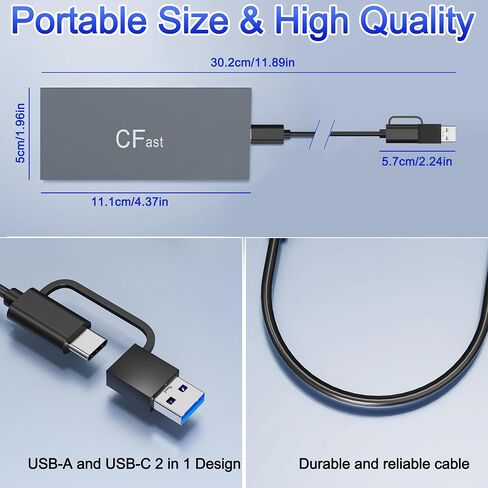 6 in 2 CFast Card Reader 5Gbps Multi CFast 2.0 Card Reader with USB 3.0/USB-C 3.1, Portable Professional CFast/SD/TF/CF/MS/XD Picture Card Reader, CFast Reader for Sandisk Lexar Transced Atomos Snoy in Saudi Arabia