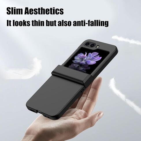 Case Compatible with Samsung Galaxy Z Flip 3, Hard PC Anti-Scratches Ultra-Thin Shockproof Flexible Flip Protective Case for Z Flip 3 for Men Women Black, 3C-BC3-09122-Black in Saudi Arabia