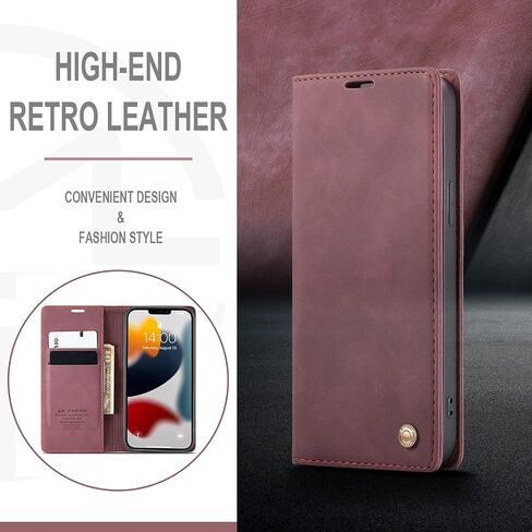 QLTYPRI Case for iPhone 14, Vintage PU Leather Wallet Case Card Slot Kickstand Magnetic Closure Shockproof Flip Folio Book Case Cover for iPhone 14(6.1 inch) - Black in Saudi Arabia