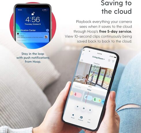 Hoop Wireless HD Indoor PTZ Security Camera, Night Vision, Motion and Sound Detection, Two-Way Audio, 2.4/5.0GHz, Smartphone App, (10 sec Edit) Cloud Storage Service..(Mini Grey in Saudi Arabia