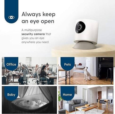 Hoop Wireless HD Indoor PTZ Security Camera, Night Vision, Motion and Sound Detection, Two-Way Audio, 2.4/5.0GHz, Smartphone App, (10 sec Edit) Cloud Storage Service..(Mini Grey in Saudi Arabia