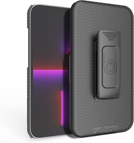 حافظة BELTRON مزودة بمشبك حزام لهاتف iPhone 13 Pro 6.1 بوصة (2021)، حافظة بمقبض مطاطي نحيف ومجموعة حافظة شيل مع مسند مدمج - رمادي معدني (قوة صناعية) in Kuwait