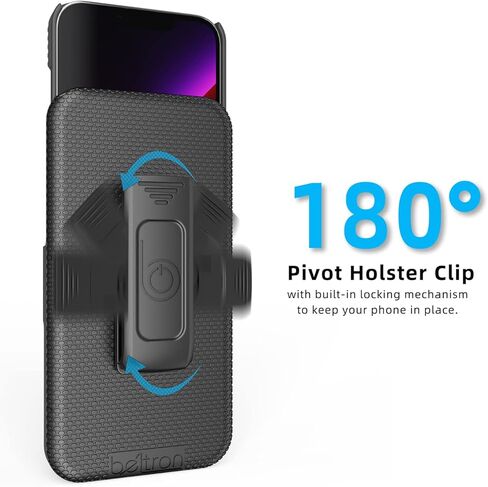 حافظة BELTRON مزودة بمشبك حزام لهاتف iPhone 13 Pro 6.1 بوصة (2021)، حافظة بمقبض مطاطي نحيف ومجموعة حافظة شيل مع مسند مدمج - رمادي معدني (قوة صناعية) in Kuwait