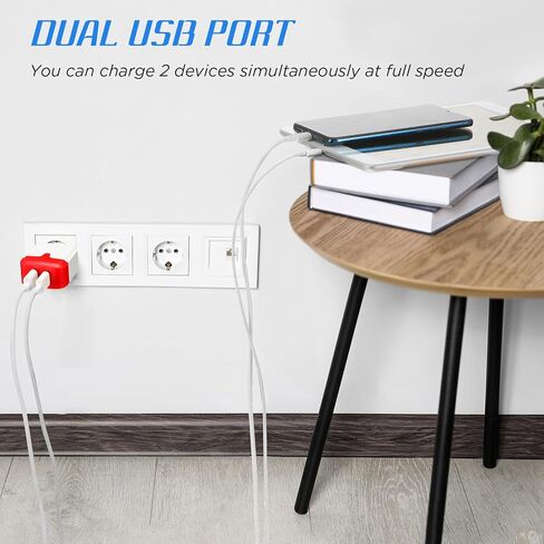 12 Pcs USB Wall Charger Bulk Dual Port Fast Charging Block USB Charger Adapter Plug Cube 2.1A USB Wall Charger Replacement for Most Smartphones and Tablets, Colorful in Saudi Arabia