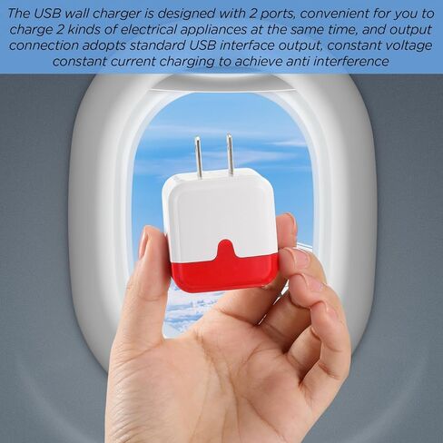 12 Pcs USB Wall Charger Bulk Dual Port Fast Charging Block USB Charger Adapter Plug Cube 2.1A USB Wall Charger Replacement for Most Smartphones and Tablets, Colorful in Saudi Arabia