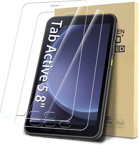 واقي شاشة مكون من عبوتين متوافق مع هاتف Samsung Galaxy Tab Active5 8 بوصة، طبقة شفافة من الزجاج المقسى، مضادة للخدش، صلابة 9H، سهلة التركيب in Kuwait