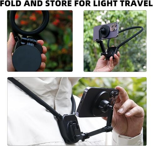 حامل مغناطيسي للرقبة لـ Magsafe، حامل هاتف للرقبة بدون استخدام اليدين POV/Vlog تسجيل فيديو للرقبة لهاتف iPhone 15 14 13 12 Plus Pro Max Mini Series in Kuwait