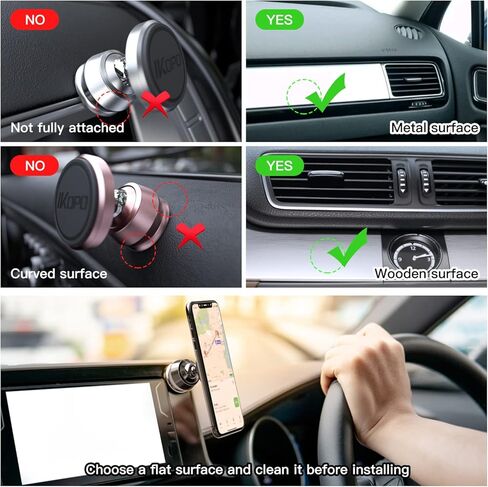 IKOPO Pink-Metal Car Phone Holder Mount, Magnetic Phone Holder for Car Dashboard with Strong Magnet Suitable for iPhone, Samsung, LG, GPS, and More in Kuwait
