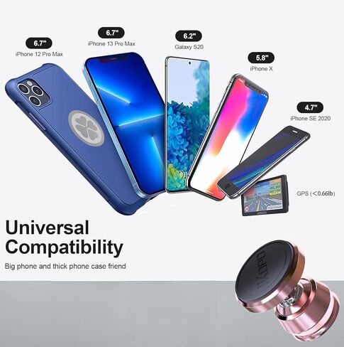 IKOPO Pink-Metal Car Phone Holder Mount, Magnetic Phone Holder for Car Dashboard with Strong Magnet Suitable for iPhone, Samsung, LG, GPS, and More in Kuwait
