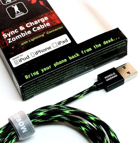 Mobile Undead [Apple MFi Certified] Lightning to USB-A Braided Cable, 5 Feet for iPhone 14/13/12/11 Pro Pro Max Plus Mini XS XS Max XR X 8 8 Plus 7 7 Plus iPad Pro Air Mini iPod (Vampire) in Kuwait