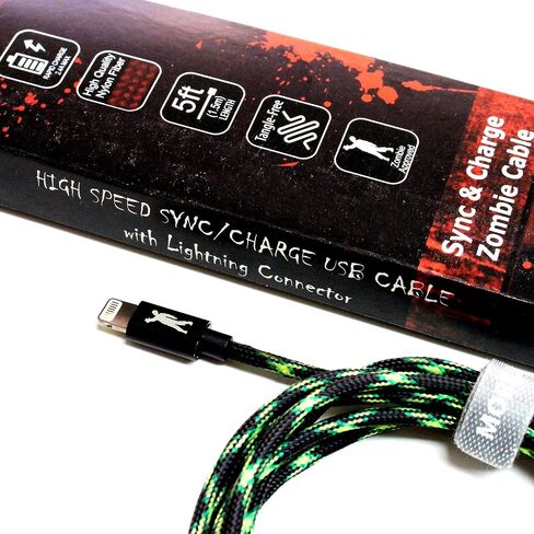 Mobile Undead [Apple MFi Certified] Lightning to USB-A Braided Cable, 5 Feet for iPhone 14/13/12/11 Pro Pro Max Plus Mini XS XS Max XR X 8 8 Plus 7 7 Plus iPad Pro Air Mini iPod (Vampire) in Kuwait