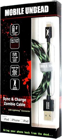 Mobile Undead [Apple MFi Certified] Lightning to USB-A Braided Cable, 5 Feet for iPhone 14/13/12/11 Pro Pro Max Plus Mini XS XS Max XR X 8 8 Plus 7 7 Plus iPad Pro Air Mini iPod (Vampire) in Kuwait