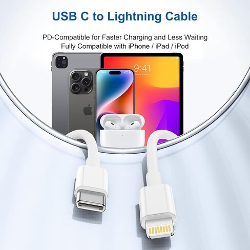 Charger-Fast-Charging [MFi Certified] USB C to Lightning Cable iPhone Charger Cord Compatible for Apple iPhone - 3 Pack(6ft+6ft+10ft) in Saudi Arabia