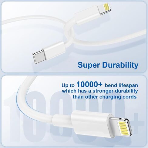 Charger-Fast-Charging [MFi Certified] USB C to Lightning Cable iPhone Charger Cord Compatible for Apple iPhone - 3 Pack(6ft+6ft+10ft) in Saudi Arabia