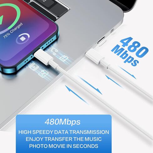 Charger-Fast-Charging [MFi Certified] USB C to Lightning Cable iPhone Charger Cord Compatible for Apple iPhone - 3 Pack(6ft+6ft+10ft) in Saudi Arabia