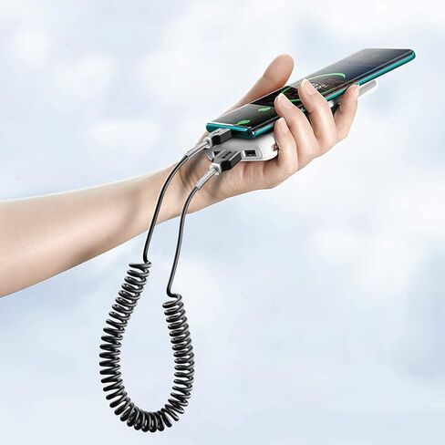 كابل لايتنينج ملفوف من Terasako للسيارة مكون من قطعتين [كابل شاحن iPhone ملفوف بطول 3 أقدام متوافق مع iPhone 12Pro Max/12Pro/12/11/XS/XS Max/XR/X/8/8 Plus/iPad/iPod in Kuwait