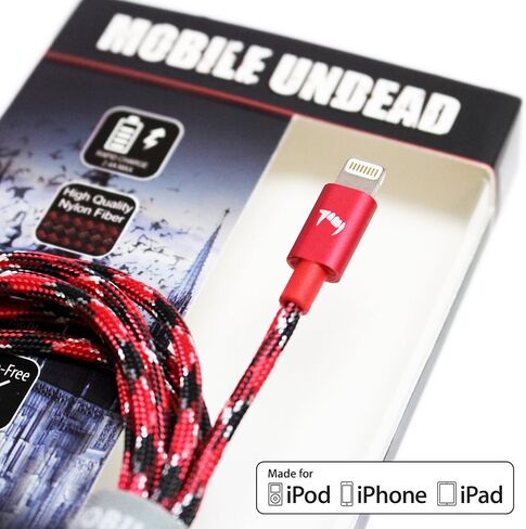 Mobile Undead [معتمد من Apple MFi] كابل Lightning إلى USB-A مضفر، 5 أقدام لهاتف iPhone 14/13/12/11 Pro Max Plus Mini XS XS Max XR X 8 Plus 7 iPad Pro Air Mini iPod (Zombie) in Saudi Arabia