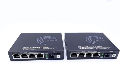 1 Pair Gigabit Fiber Ethernet Converters 1000M/100M/10M, SFP Media Converter Included, Up to 20KM Distance on Single Mode SC Fiber Optics (4 RJ45 Ports *4 RJ45 Ports) in Saudi Arabia