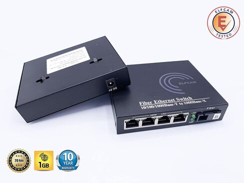 1 Pair Gigabit Fiber Ethernet Converters 1000M/100M/10M, SFP Media Converter Included, Up to 20KM Distance on Single Mode SC Fiber Optics (4 RJ45 Ports *4 RJ45 Ports) in Saudi Arabia