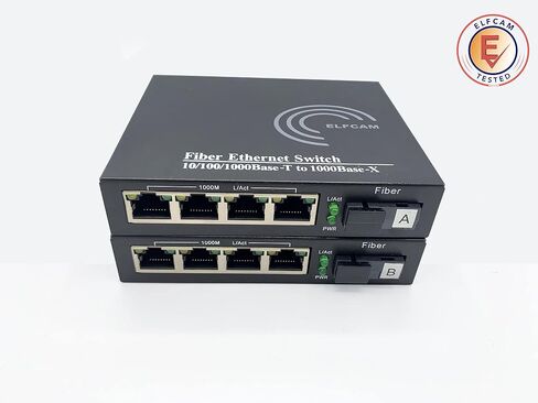 1 Pair Gigabit Fiber Ethernet Converters 1000M/100M/10M, SFP Media Converter Included, Up to 20KM Distance on Single Mode SC Fiber Optics (4 RJ45 Ports *4 RJ45 Ports) in Saudi Arabia
