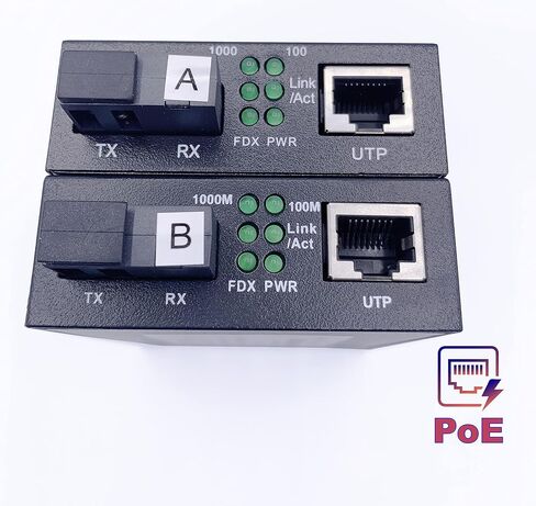 1 Pair Gigabit Fiber Ethernet Converters 1000M/100M/10M, SFP Media Converter Included, Up to 20KM Distance on Single Mode SC Fiber Optics (4 RJ45 Ports *4 RJ45 Ports) in Saudi Arabia