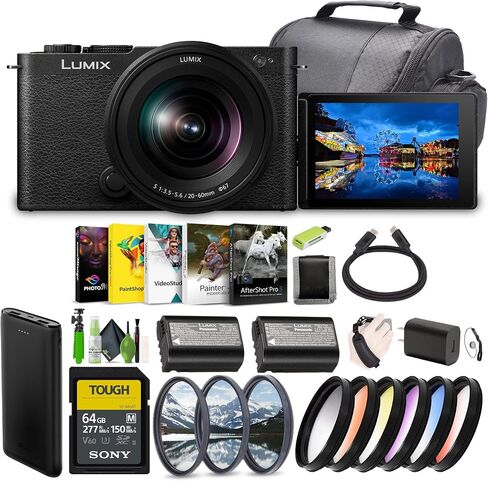 Panasonic LUMIX S9 Mirrorless Full Frame Compact Camera with 20-60mm F3.5-5.6 L Mount Lens for Content Creators - Black -Bundle with 64GB UHS-II SDXC Memory Card + Filter Kit and More Accessories in Saudi Arabia