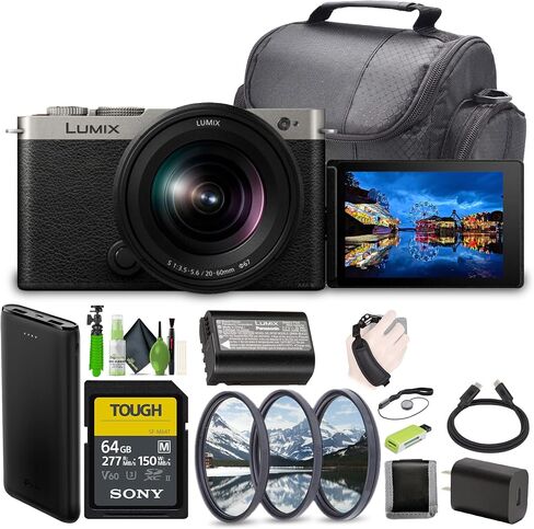 Panasonic LUMIX S9 Mirrorless Full Frame Compact Camera with 20-60mm F3.5-5.6 L Mount Lens for Content Creators - Silver -Bundle with 64GB UHS-II SDXC Memory Card and More Accessories in Saudi Arabia