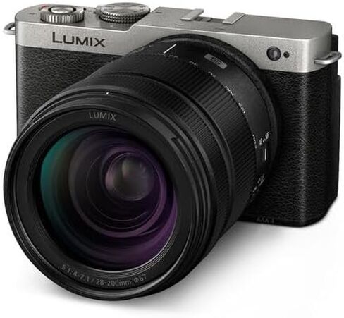 Panasonic LUMIX S9 Mirrorless Full Frame Compact Camera with 28-200mm L Mount Lens for Content Creators - Silver-Bundle with 2X 64GB Memory Card + Extra Batteries + Video LED Light and More in Saudi Arabia