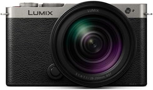 Panasonic LUMIX S9 Mirrorless Full Frame Compact Camera with 28-200mm L Mount Lens for Content Creators - Silver-Bundle with 2X 64GB Memory Card + Extra Batteries + Video LED Light and More in Saudi Arabia