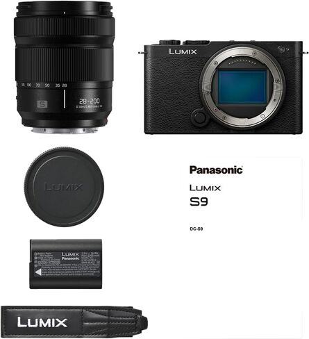 Panasonic LUMIX S9 Mirrorless Full Frame Compact Camera with 28-200mm L Mount Lens for Content Creators - Black -Bundle with 64GB UHS-II SDXC Memory Card and More Accessories in Saudi Arabia