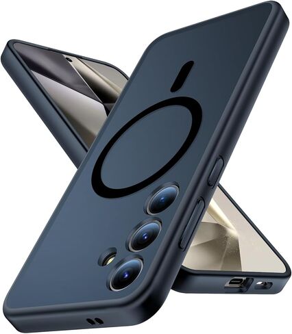 حافظة ELEPIK مغناطيسية أقوى لهاتف Samsung Galaxy S24، [تم اختبار السقوط من الدرجة العسكرية بطول 10 أقدام] [متوافقة مع MagSafe] حافظة نحيفة واقية من السيليكون غير اللامع، ظهر شفاف، أسود. in Saudi Arabia