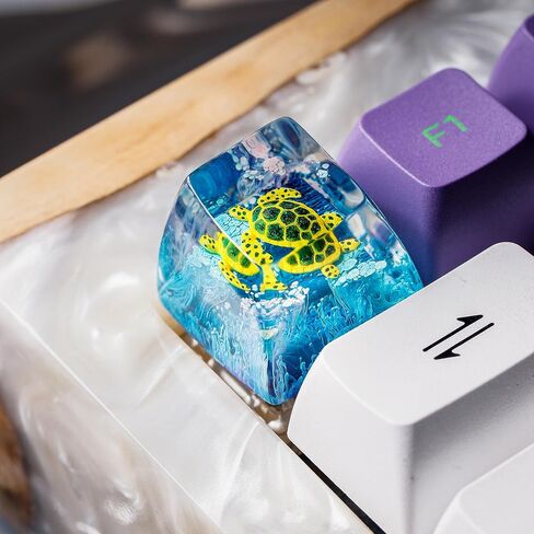 DATKEY Turtle Ocean Artisan Keycap Custom Turtle Sea Handmade Resin Keycap RGB Keyboard Cherry MX Mechanical Gaming Most Keyboard SA Parent (1 FBA Koi Fish Couple, SA) in Saudi Arabia