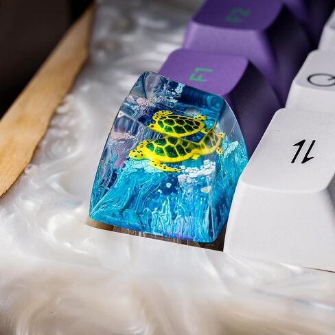 DATKEY Turtle Ocean Artisan Keycap Custom Turtle Sea Handmade Resin Keycap RGB Keyboard Cherry MX Mechanical Gaming Most Keyboard SA Parent (1 FBA Koi Fish Couple, SA) in Saudi Arabia