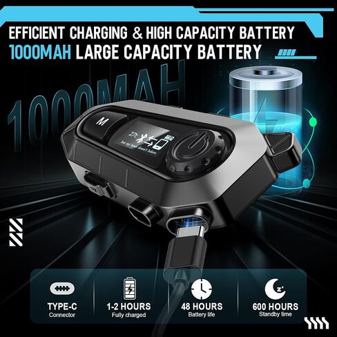 Motorcycle Bluetooth 5.4 Headset with LCD Screen,Motorcycle Helmet Speakers with 2 Mic,3D Stereo Sound,48h Music&FM,Noise Reduction and Waterproof Headset for Helmet Accessories in Saudi Arabia